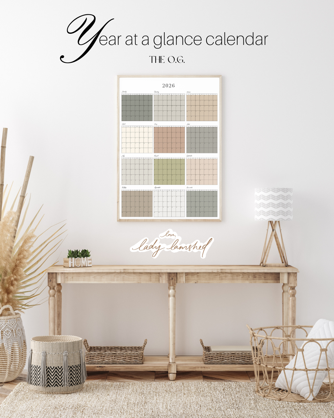 Year at a Glance Calendar: 2026 (Digital Download)