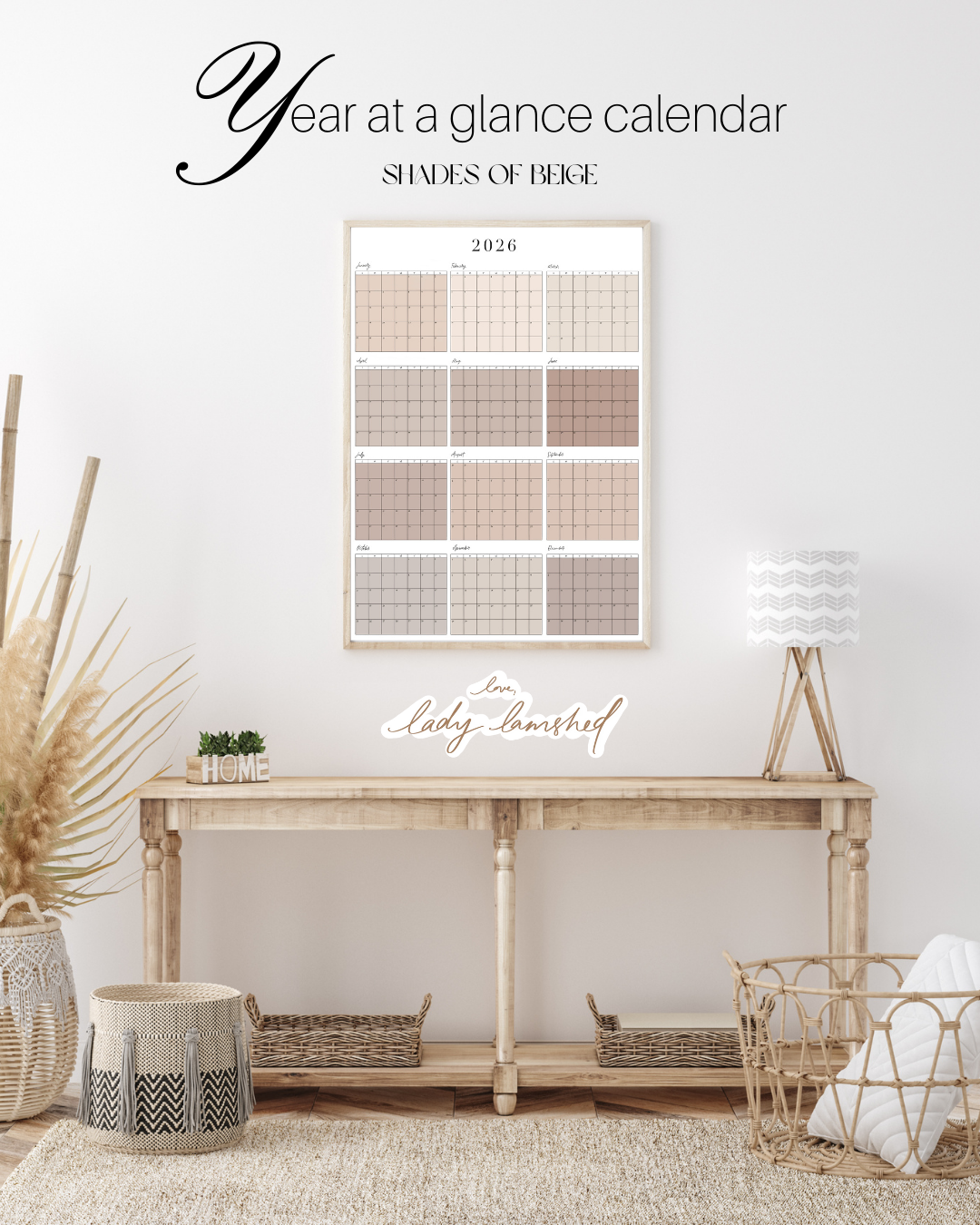 Year at a Glance Calendar: 2026 (Digital Download)
