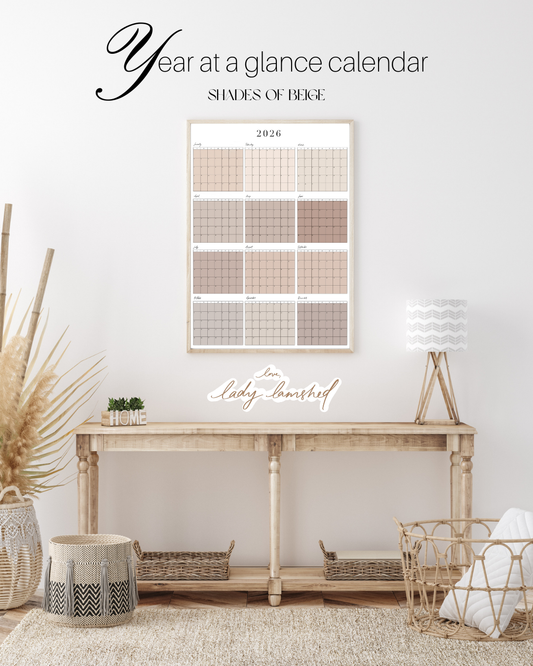 Year at a Glance Calendar: 2026 (Digital Download)