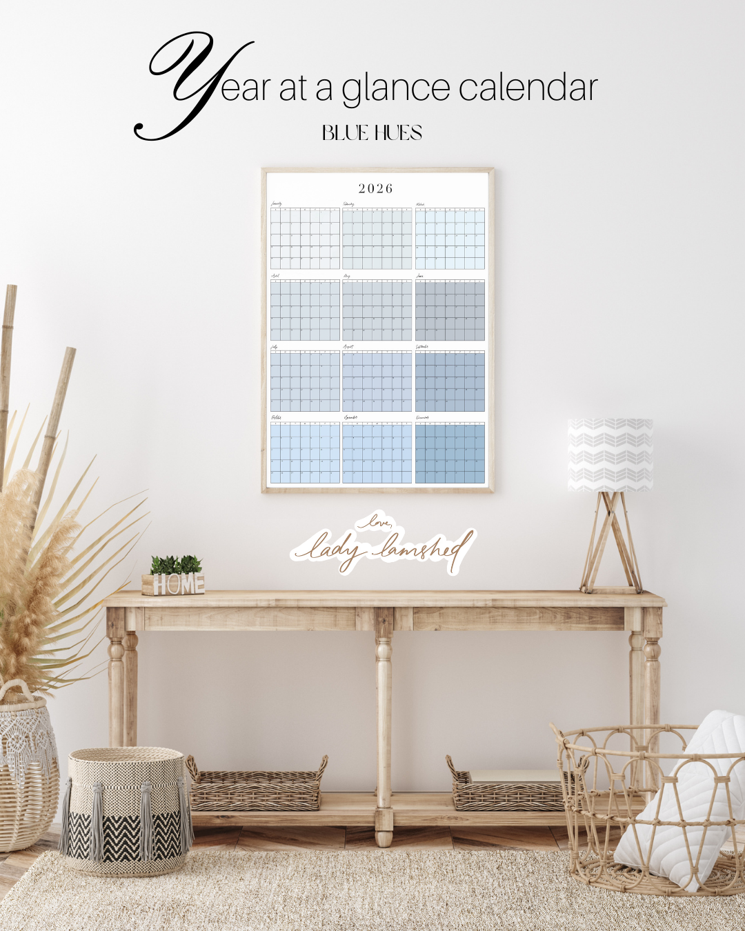 Year at a Glance Calendar: 2026 (Digital Download)